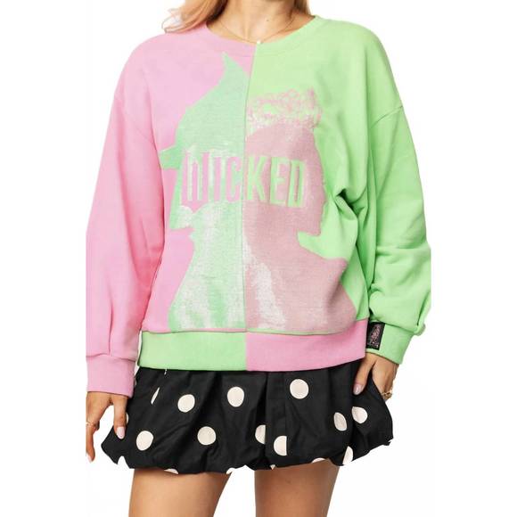 NEW QUEEN OF SPARKLES licensed character profile wicked sweatshirt in green pink - Picture 3 of 6